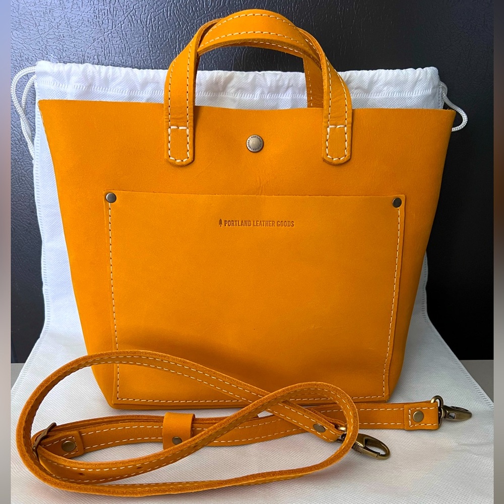 SOLD Portland Leather Goods Turmeric mini snap crossbody